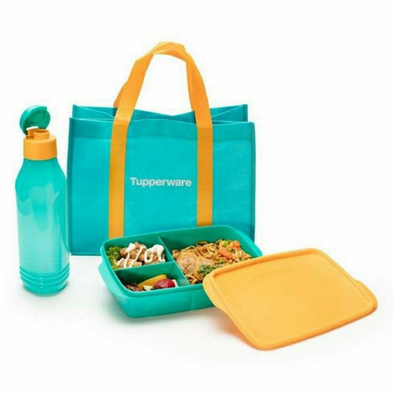 BIG SALE  Tupperware Coolteen lunch box set dengan tas - Tempat makan bekal anak set ori Muraj