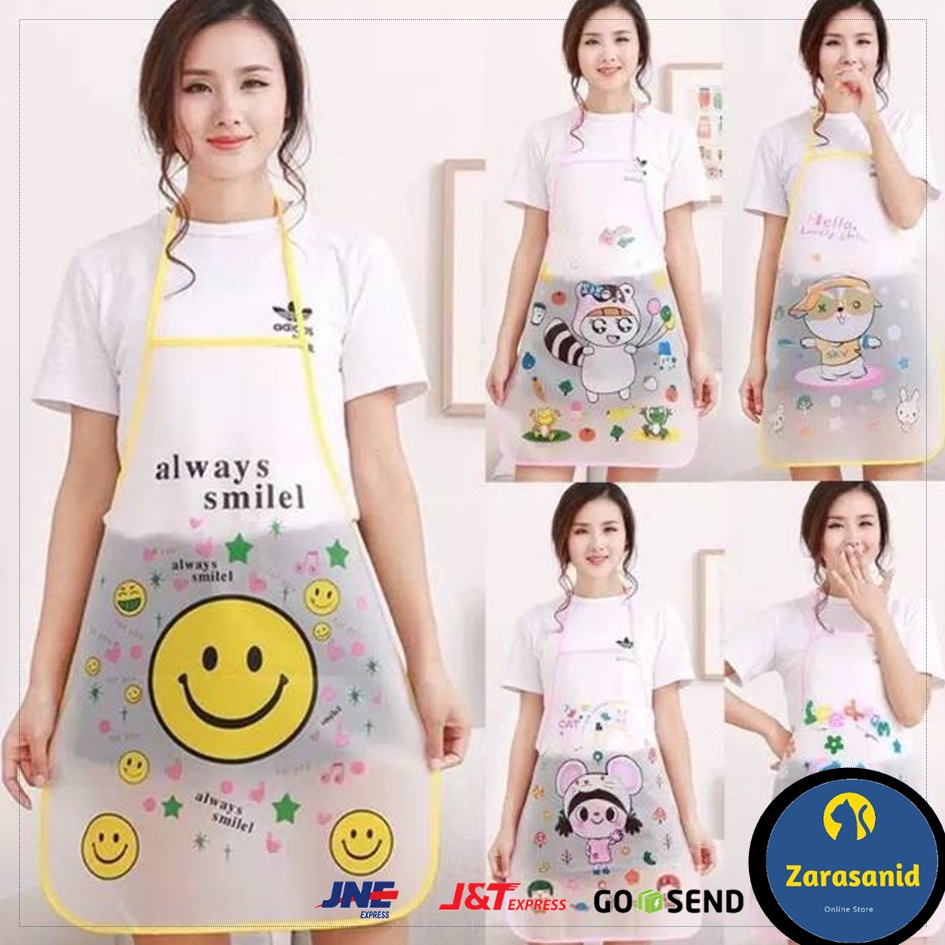 Celemek Masak Karakter Anti Air Apron Waterproof Motif Hewan Lucu