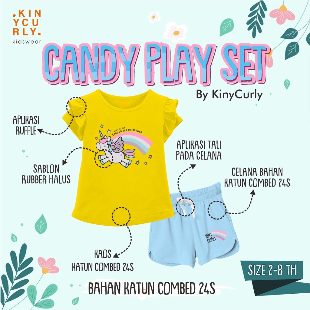 SETELAN ANAK PEREMPUAN PENDEK CANDY PLAYSET 2-8 TAHUN