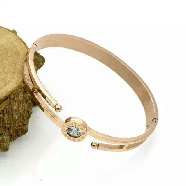 GG Gelang Bangle Premium Lapis Aksen BV* Berlian Warna Rose Gold #GB-149