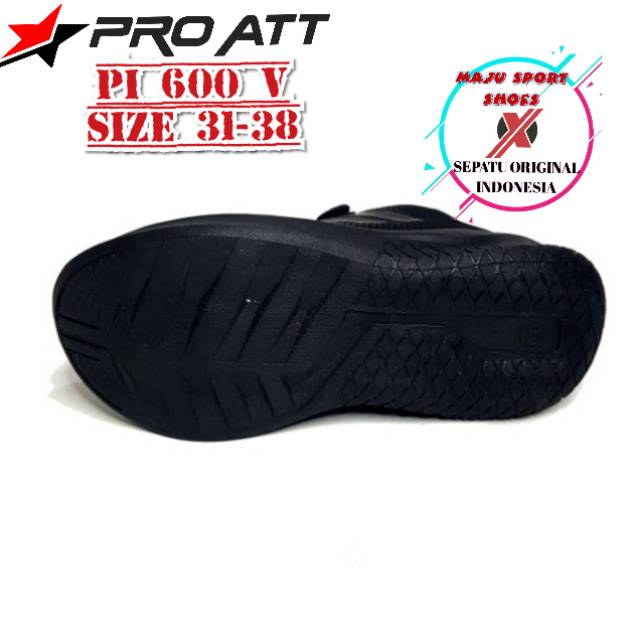 PRO ATT PC 950 V / PRO ATT PI 600 V / PRO ATT PA 700  V PEREKAT - SEPATU SEKOLAH ANAK-ANAK PRO ATT PEREKAT / SEPATU PRO ATT PEREKAT HITAM PUTIH /SEPATU HITAM POLOS