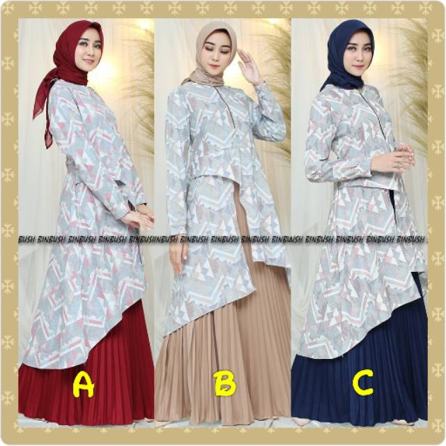 ADA STOK  SIAP KIRIM ADELIA SET TUNIK ORI BY BINBUSH