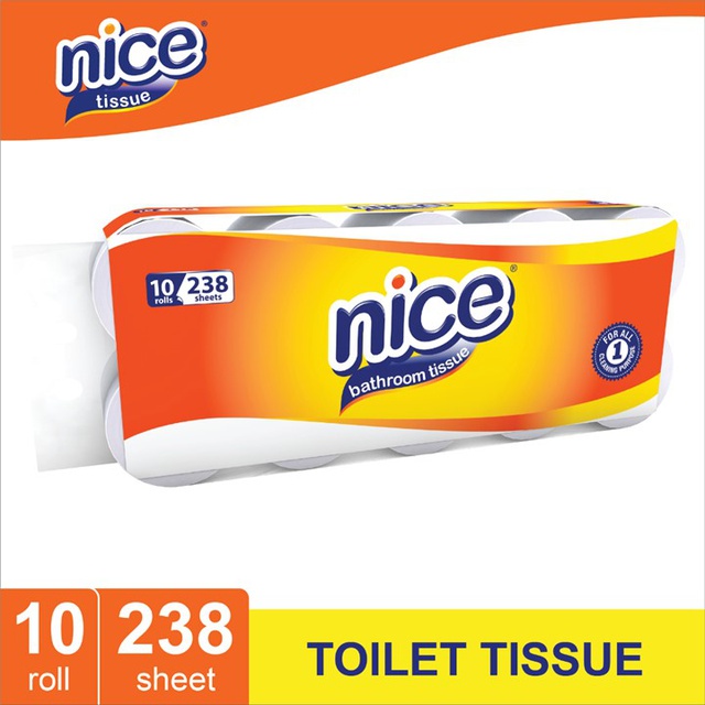 NICE TISU TOILET 238 SHEETS 10ROLL NON EMBOSSED ( HALUS )