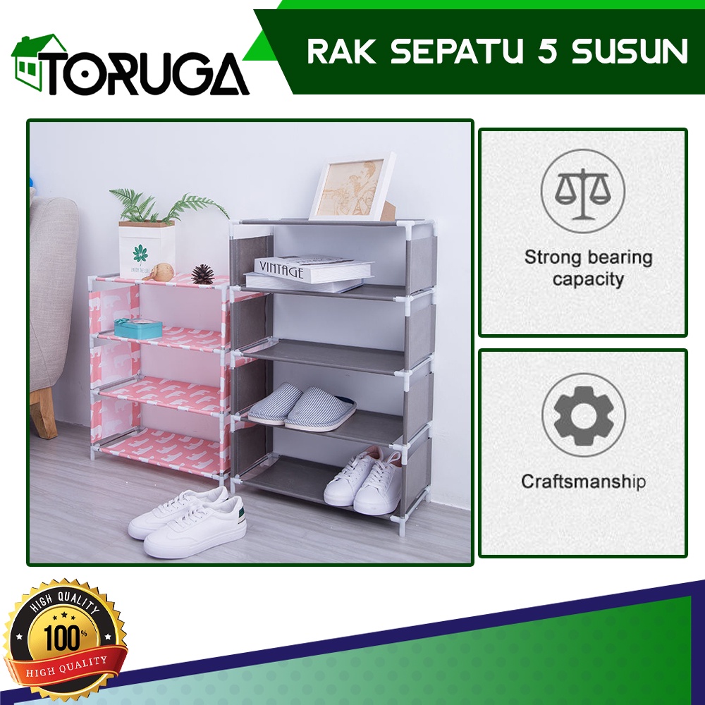 Rak Sepatu 5 Susun Stainless Amazing Shoes Rack Motif Kartun Lucu Unik Portable Foldable Mudah Bongkar Pasang Praktis Kekinian