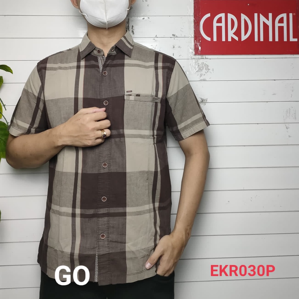 gof CXR CARDINAL KEMEJA CASUAL Pakaian Atasan Pria Kemeja Reguler Hem Casual Santai Lengan Pendek