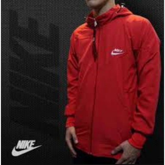 Jaket Parasut Olahraga Lari Joging Windruning Stabilo Jaket Pria Wanita-Merah