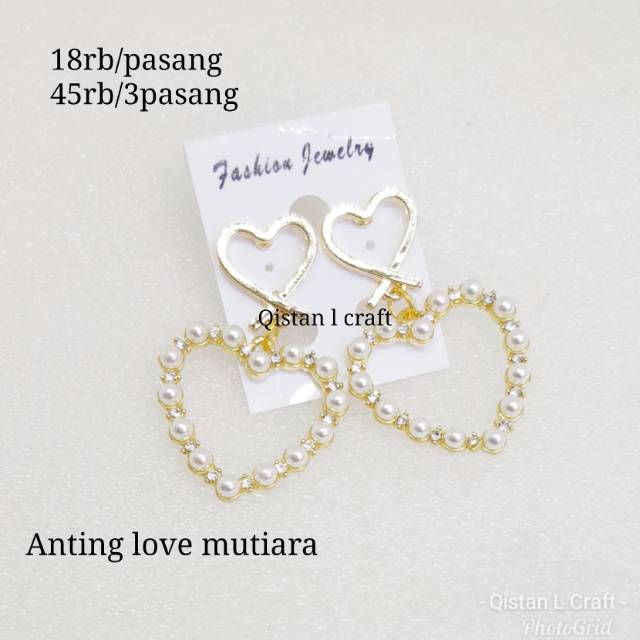 Anting love mutiara 1pasang