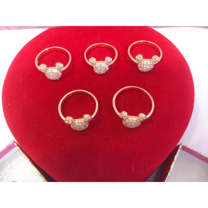 Cincin Dewasa Mickey Mouse mata2, Perak 925, Sepuh Emas kuning
