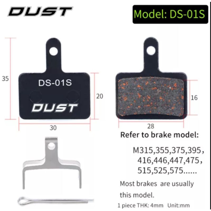 Dust DS-01S Kampas Rem For Shimano Alivio Acera Tektro Altus Brake Pad Shimano MT200 MT400 MT500