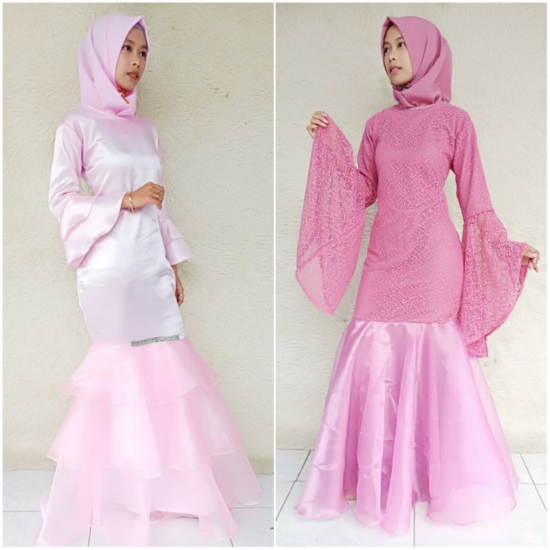 BISA COD - GAMIS DUYUNG PESTA ANAK SATUAN BISA COUPLE IBU DEWASA BRUKAT SATIN ORGANZA BATIK MAIA