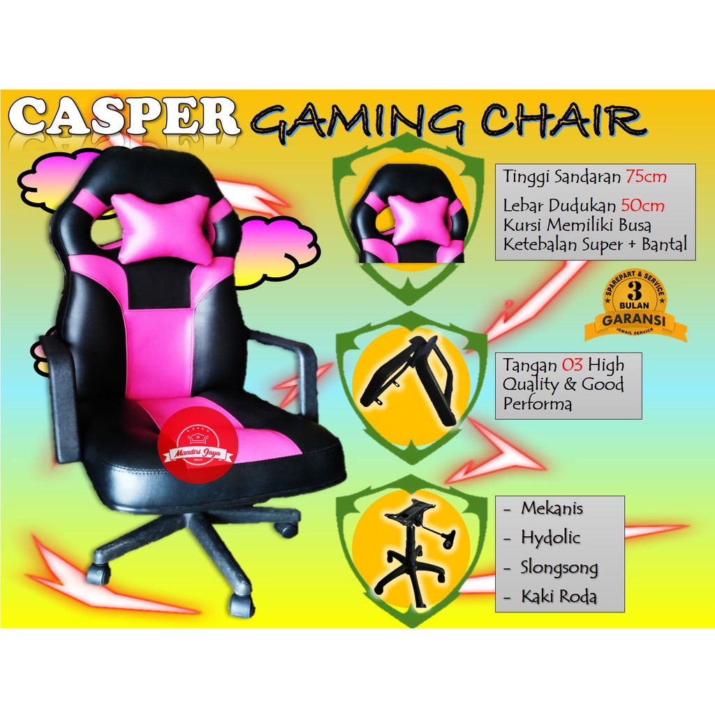 Kursi Gaming Casper 03 Hitam Pink, Berkualitas, Bergaransi, Performa Baik, Paling Murah Bekasi