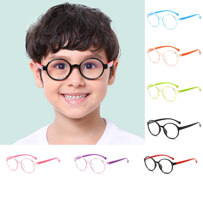 (YUZHU) Korea Fashion Bingkai Bulat Anti Cahaya Biru Kacamata Lucu Permen Warna Anti Radiasi Eyeglasses Untuk Anak