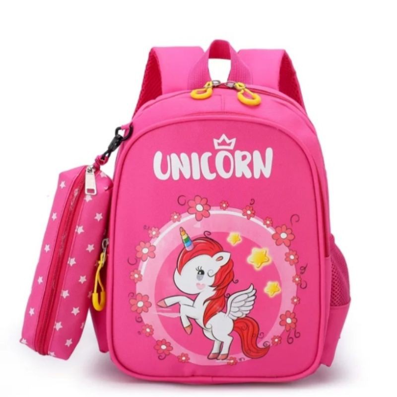 GtTB_tas ransel sekolah anak perempuan karakter unicorn pul STRIP trendy kekinian