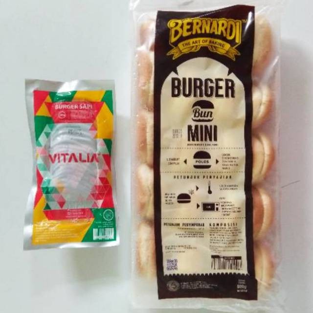 [Paket] Roti Burger Mini Bernardi 20pcs dan Vitalia Burger Beef 20pcs