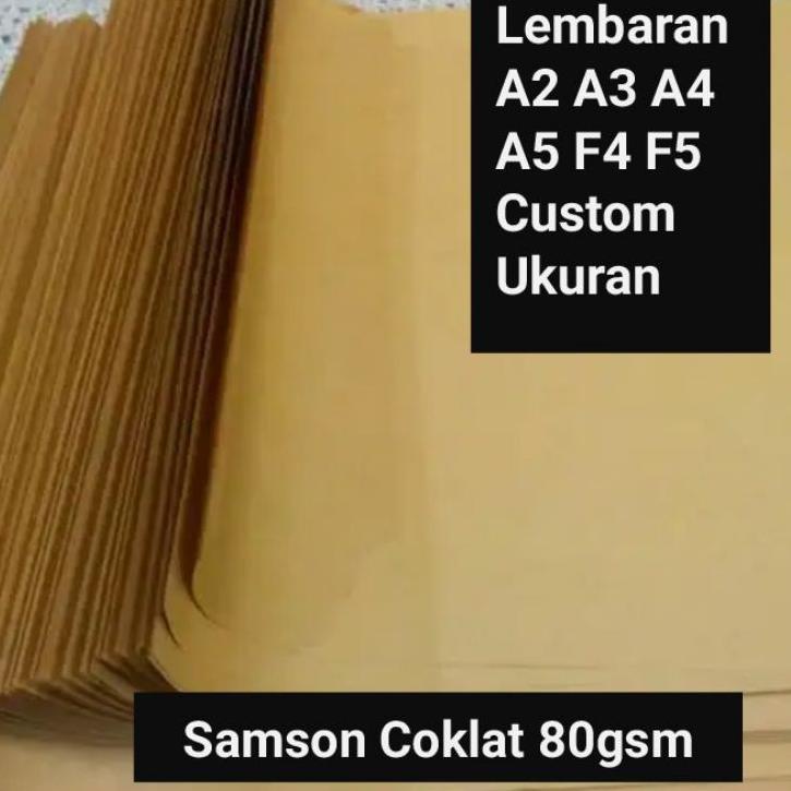 

(TREN TERBARU) Kertas Samson Coklat 80GSM Lembaran/A2/F4/F5/A4/A3/A5/ UK CUSTOM