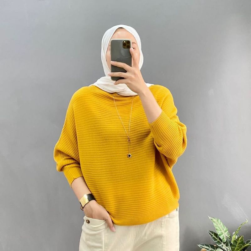 RAJUT BATWING / BLOUSE OVERSIZE ATASAN WANITA