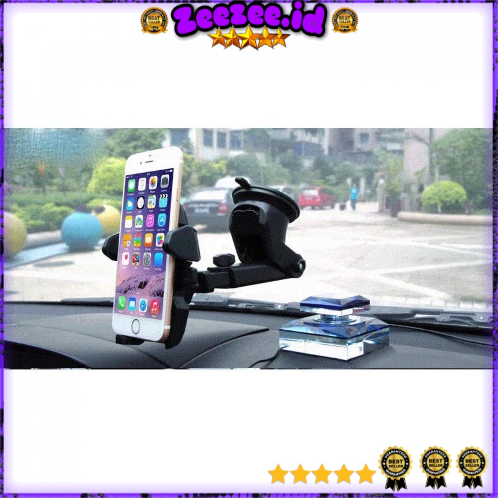Car Holder for Smartphone with Suction Cup - T003 - Black - Taffware