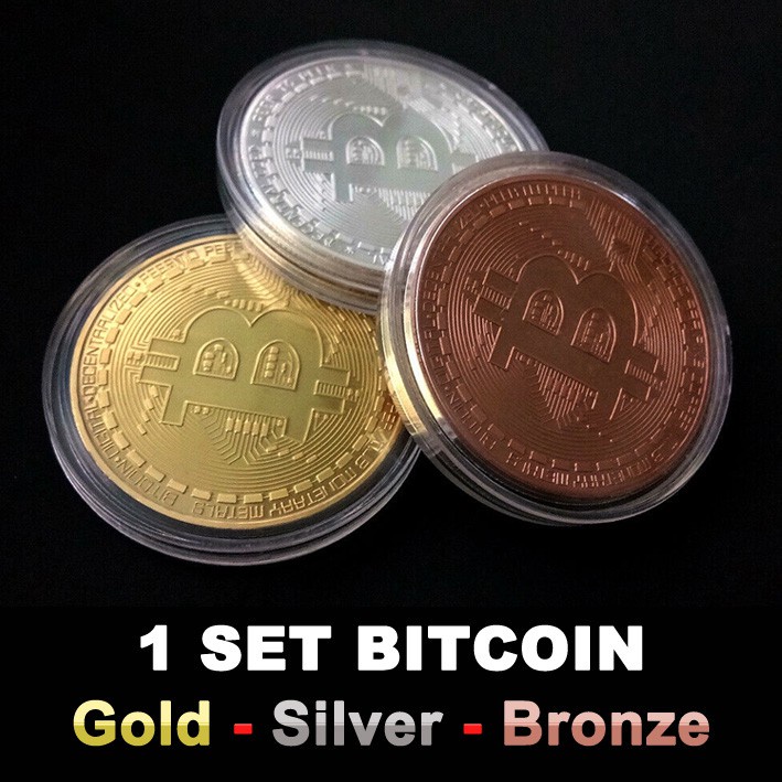 3pcs Bitcoin Fisik - Koin Kripto koleksi souvenir gift