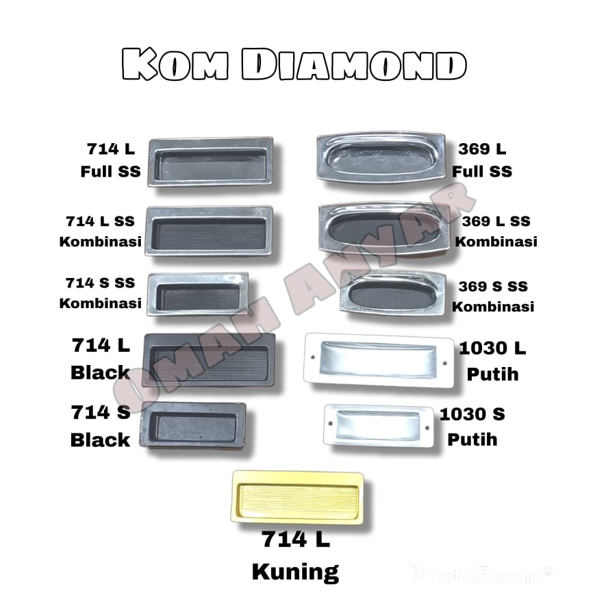 Handle Tarikam Tanam Pintu Sliding Kombinasi Diamond