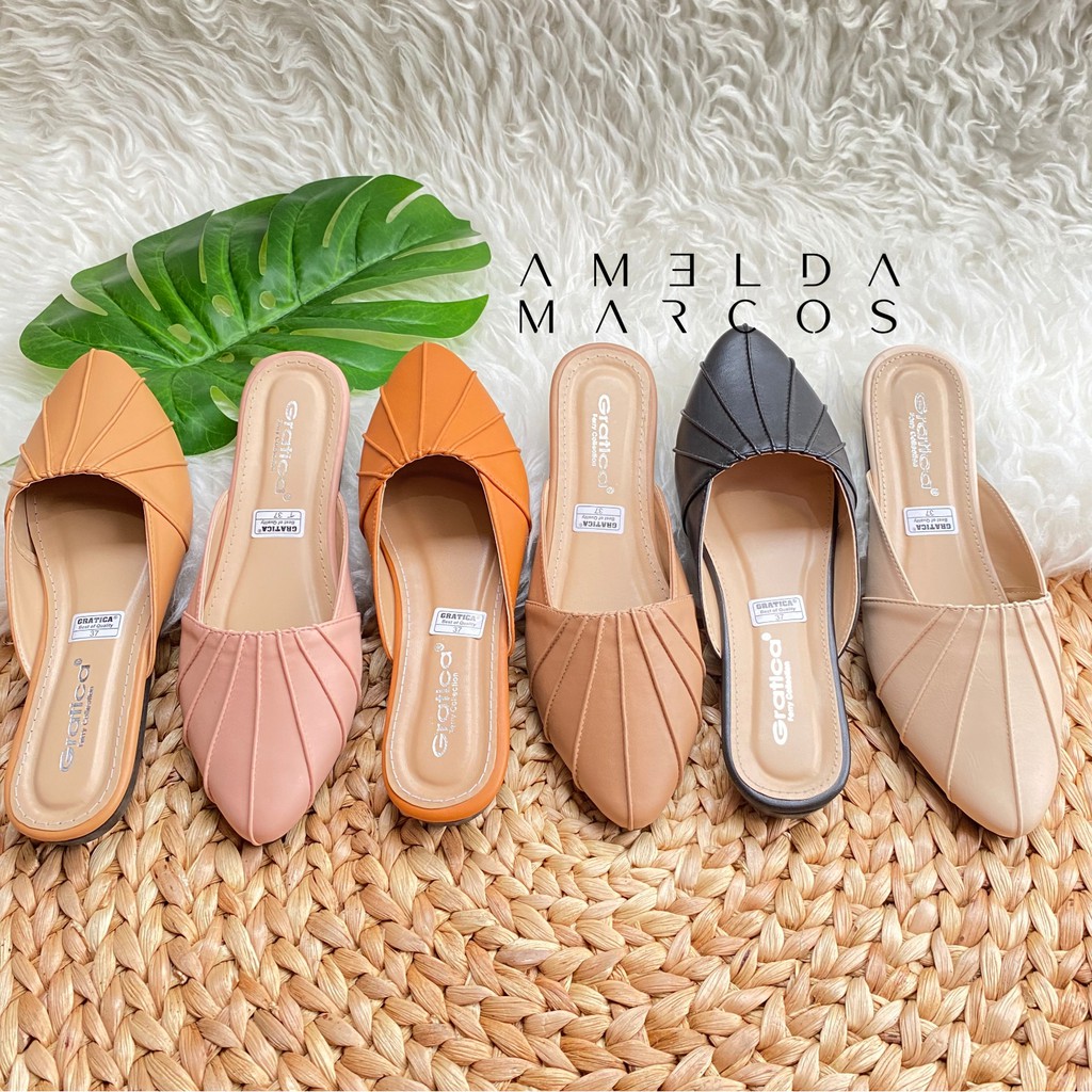 Gratica Sepatu Wanita Sandal Flat Lancip Garis KH 048