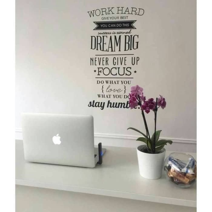 [GRAY.STORE178] Sticker Dinding Kaca Ruang Tamu Work Hard Wallpaper Decoration Quotes - STK