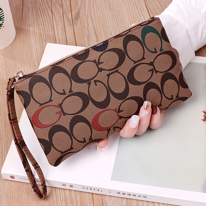 DOMPET PANJANG WANITA KOREA IMPORT KULIT COKLAT LAURA WA413B7 RESLETING MUAT HP SLOT KARTU TALI PENDEK TIPIS BATAM BRANDED FASHION KEKINIAN CEWEK MURAH REMAJA