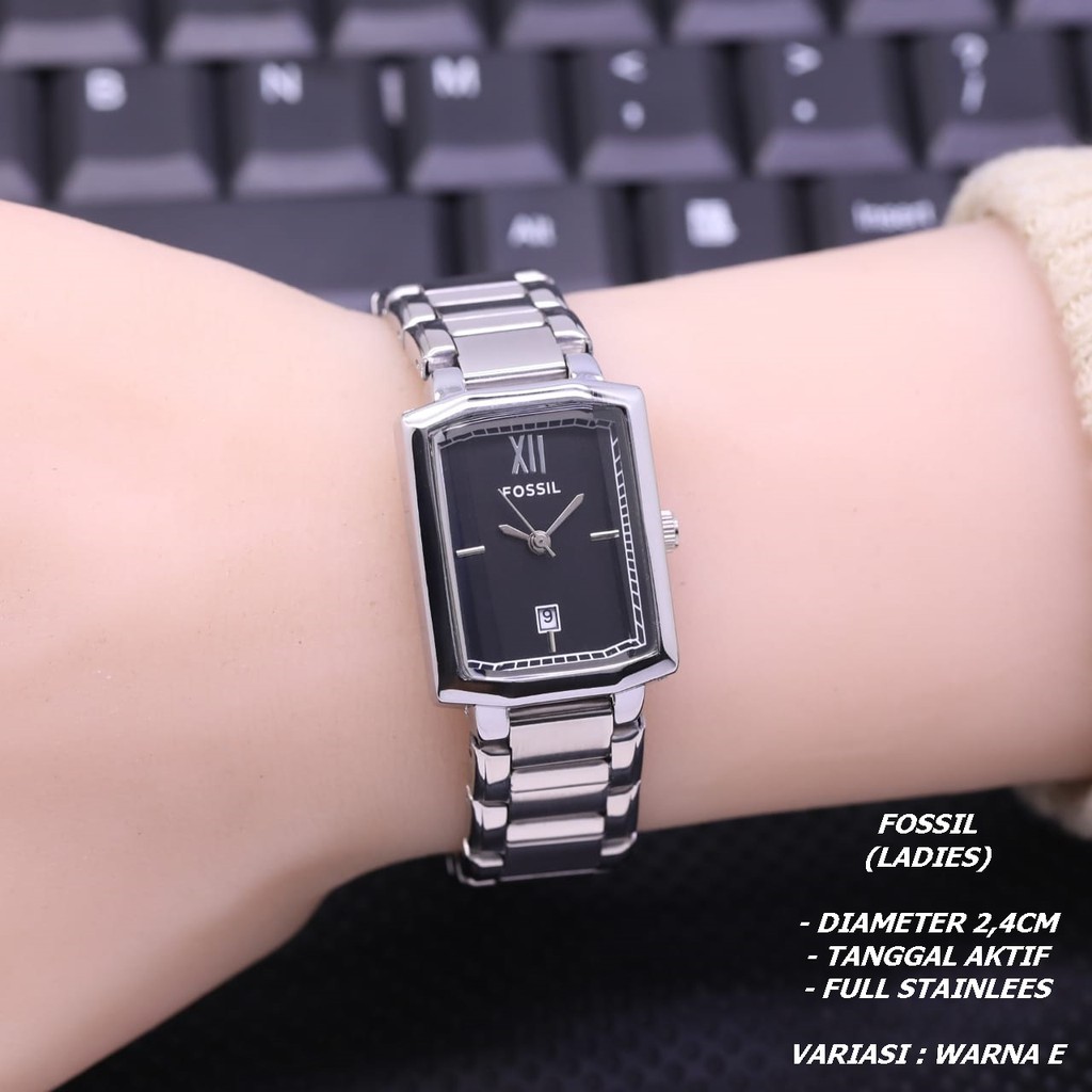 JAM TANGAN WANITA FASHION RANTAI SEGI TANGGAL AKTIF