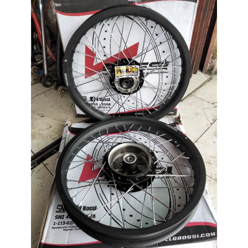 Velg Set RXKING Vrossi Hitam doff & Glossy Ring 18 160,185,215 Tromol Original Yamaha Jari2 TDR