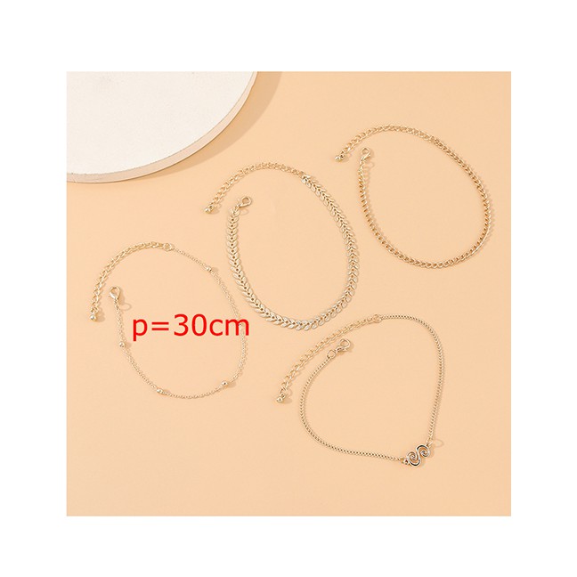 LRC Gelang Kaki Fashion Golden Leaf Geometric Alloy Y64453