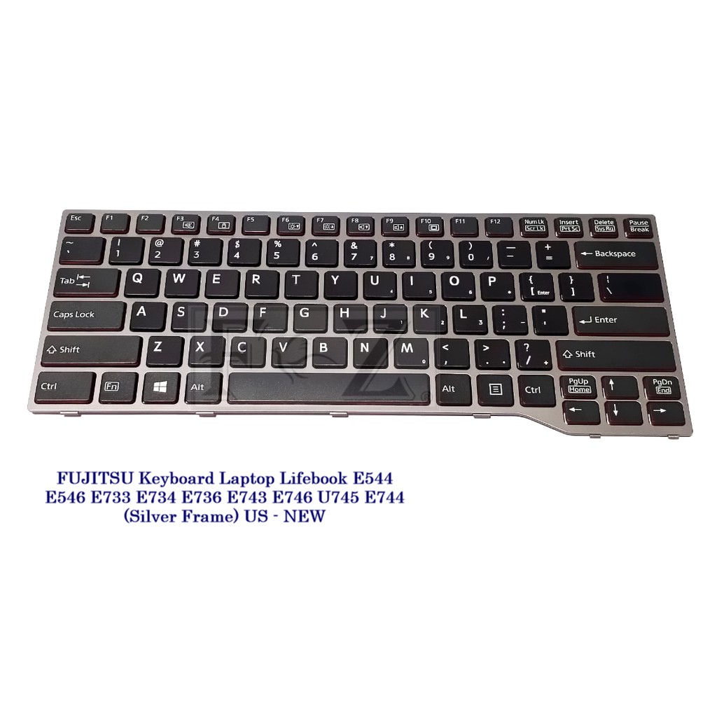FUJITSU Keyboard Laptop LifeBook E544 E546 E733 E734 E736 E743 E746 E744 U745 MP-12S13 (Silver Frame