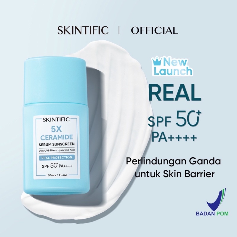 SKINTIFIC 5X Ceramide Serum Sunscreen SPF50 PA++++ Skincare Sunblock Untuk skin barrier rusak kulit sensitif 30ml