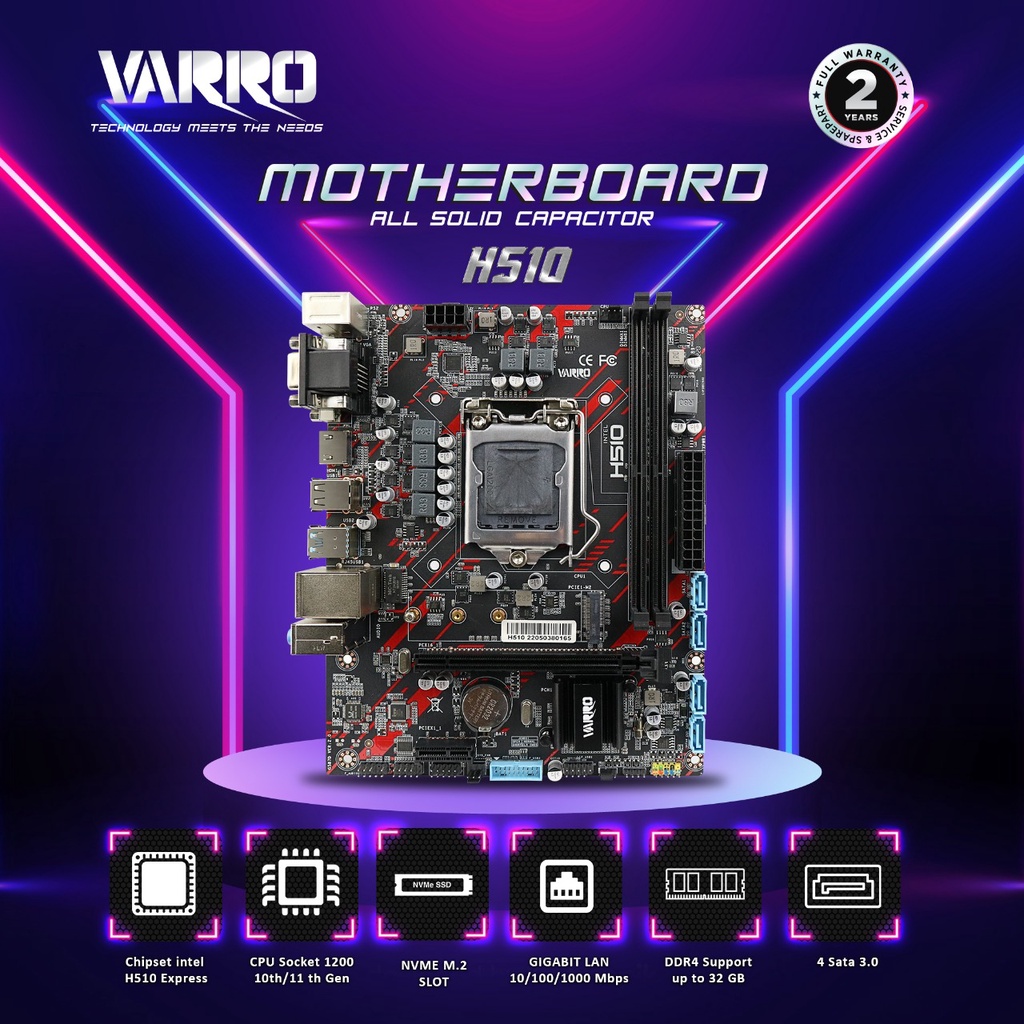 Jual MOTHERBOARD VARRO H510 SOCKET LGA 1200 DDR4 GARANSI RESMI Shopee