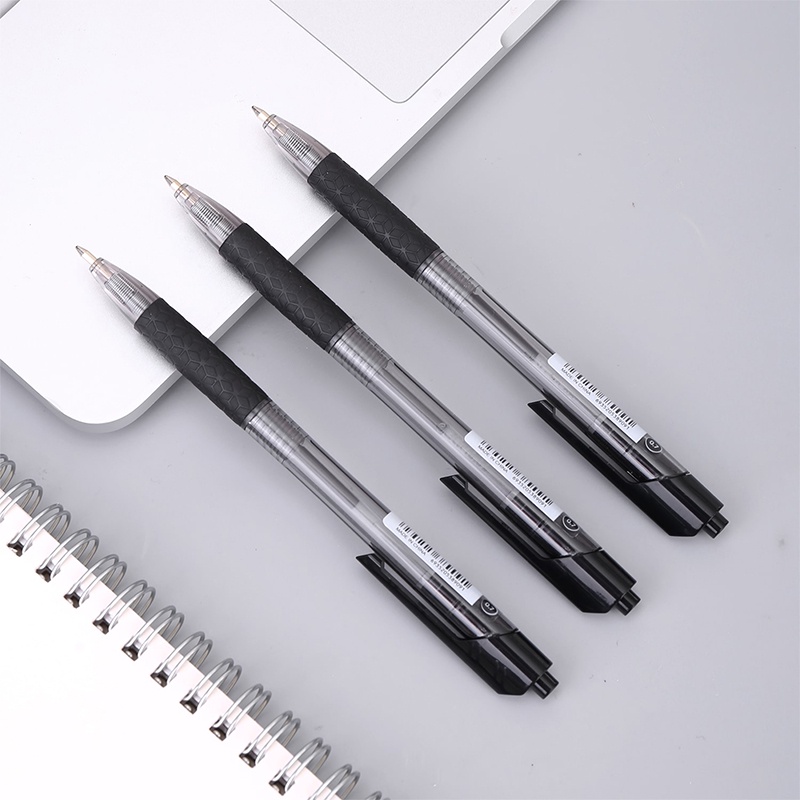 Deli Bolpoin 0.7mm Pulpen Gel Pulpen 1 Pack Dapat Ditarik Hitam 12pcs Pena Ballpoint Pen