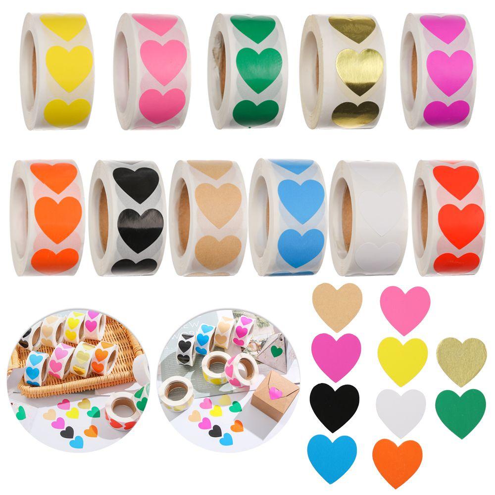 Suyo 500pcs Love Heart Shaped Cute Gift Packaging Stiker Alat Tulis