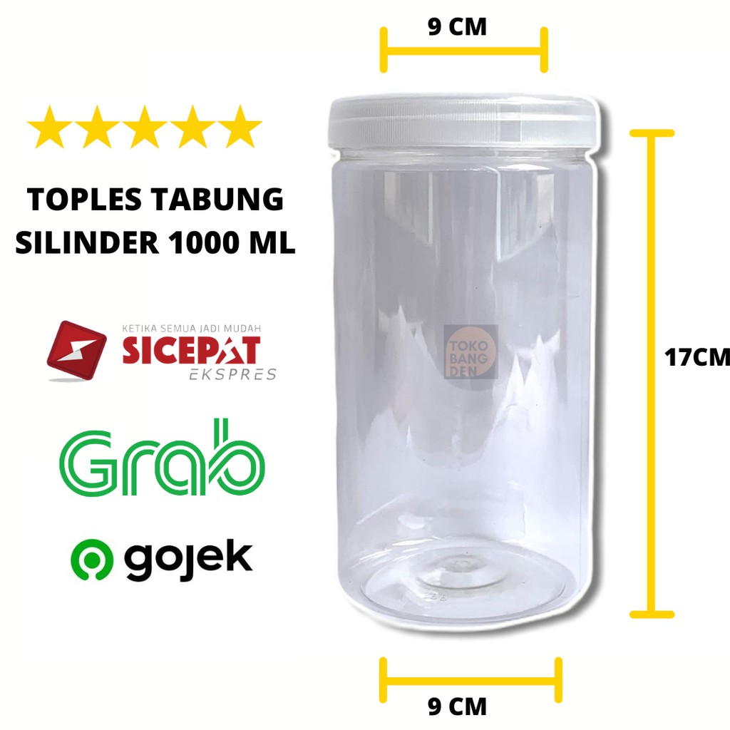 TOPLES TABUNG SILINDER 1000 ML / TOPLES TABUNG 1 L / JAR CYLINDER