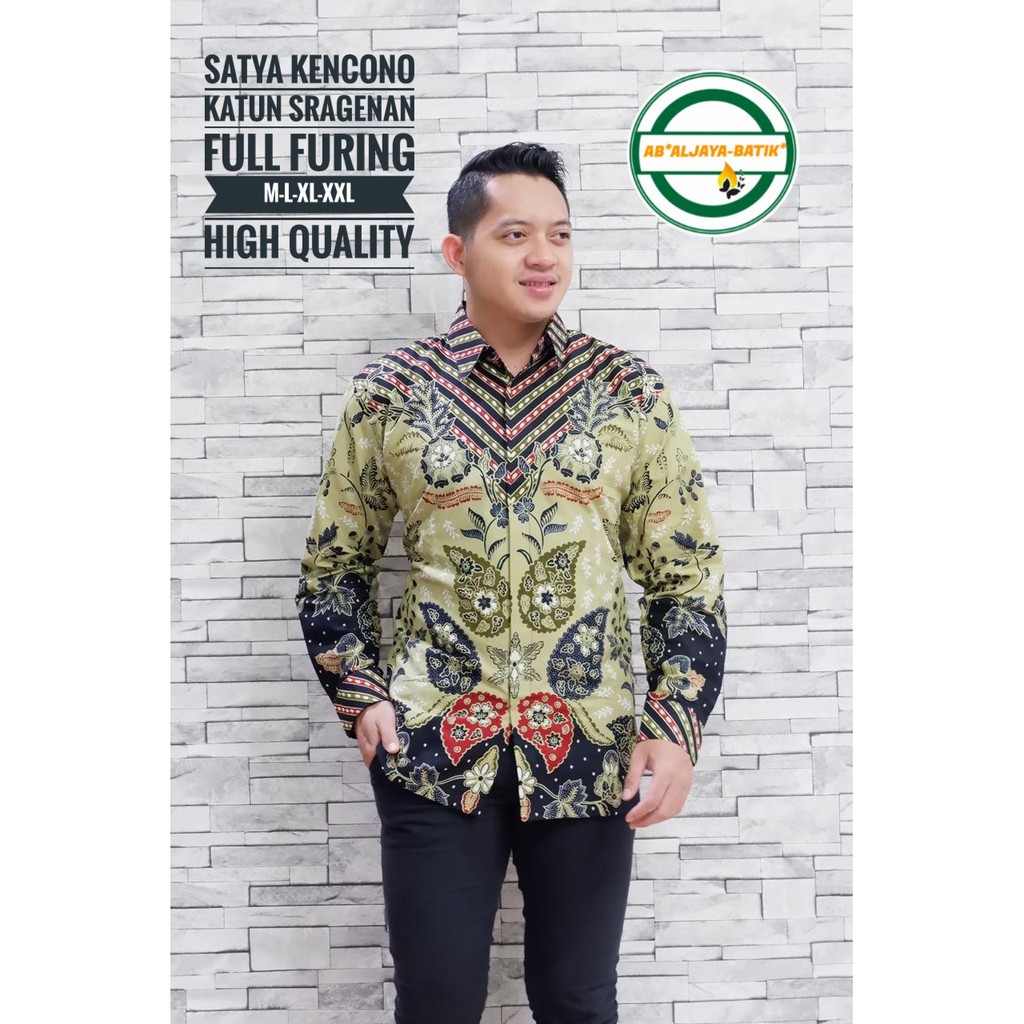 SATYA KENCONO Kemeja Batik Pria Lengan Panjang | Hem Batik Pria FULL FURING Aljaya