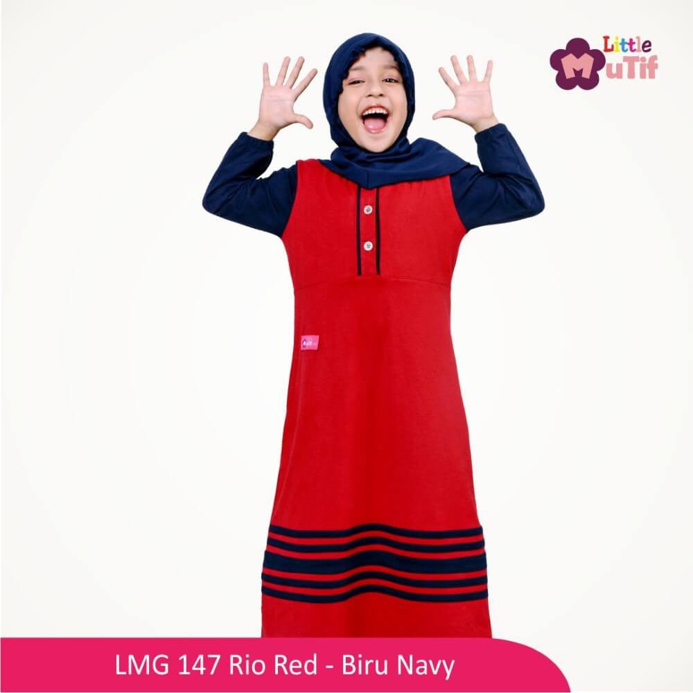 Gamis Anak Mutif MTIF - LMG 147A Rio Red - Biru Navy