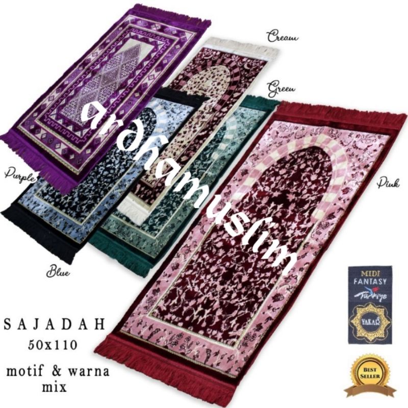 SAJADAH MIDI YAKAR MOTIF RAUDOH MOTIF DAN WARNA RANDOM