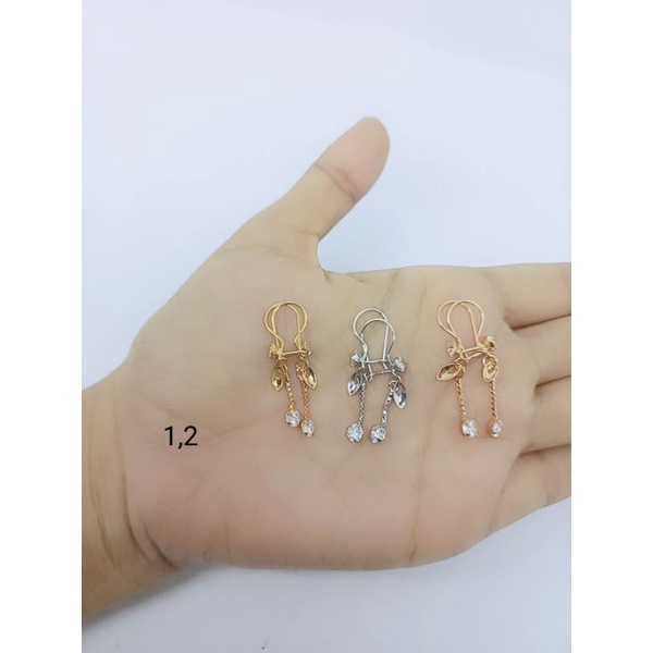 anting kait mp +rumbai mp +daun / anting perak asli silver 925 lapis emas/ anting fashion wanita