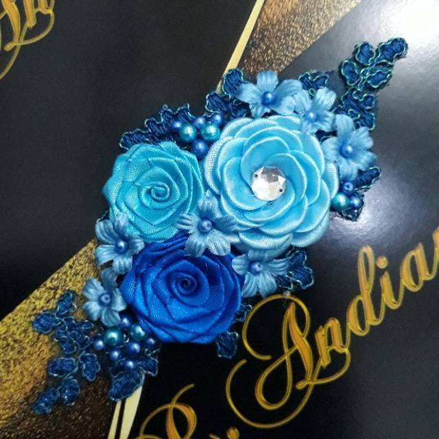 Headpiece biru elektrik / aksesoris hijab / bros kepala9