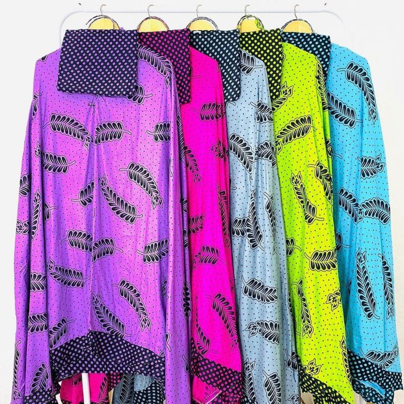 Mukena Dewasa Motif Daun Kombinasi Polkadot