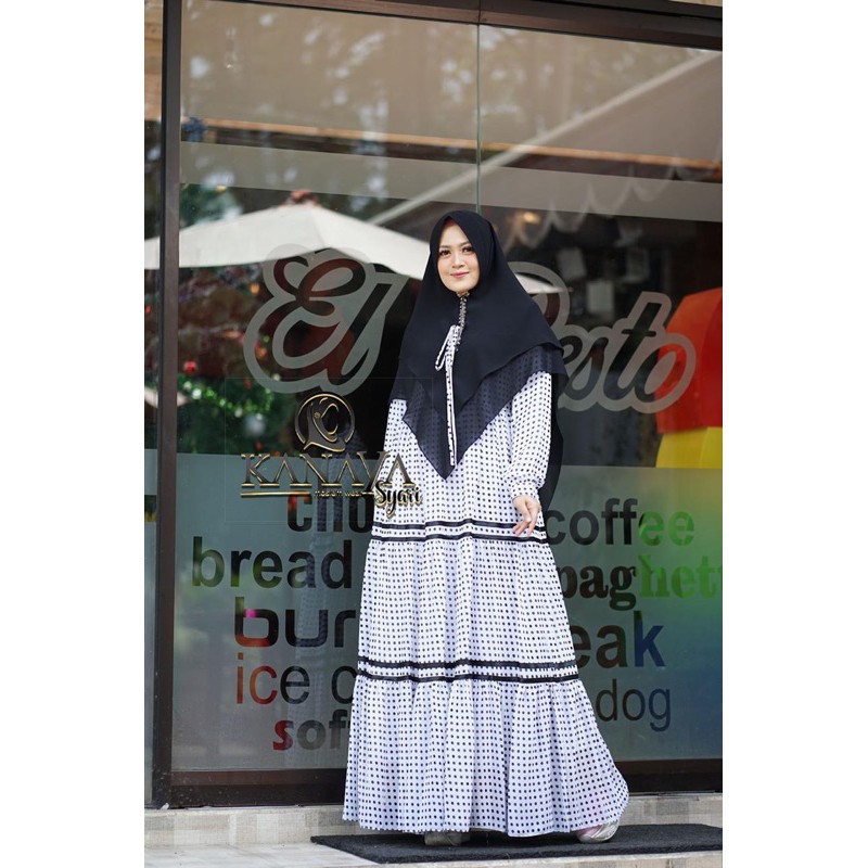 Gamis polka, kanaya original, sabiya syari