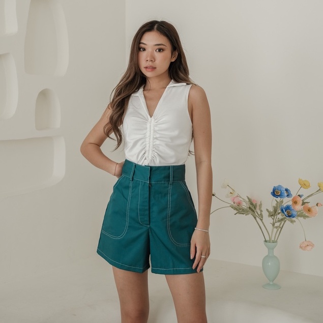 [TAVIA] JADE SHORT PANTS / CELANA PENDEK WANITA / CELANA KERJA  WANITA/ CELANA BAHAN/ CELANA HIGHWAIST WANITA