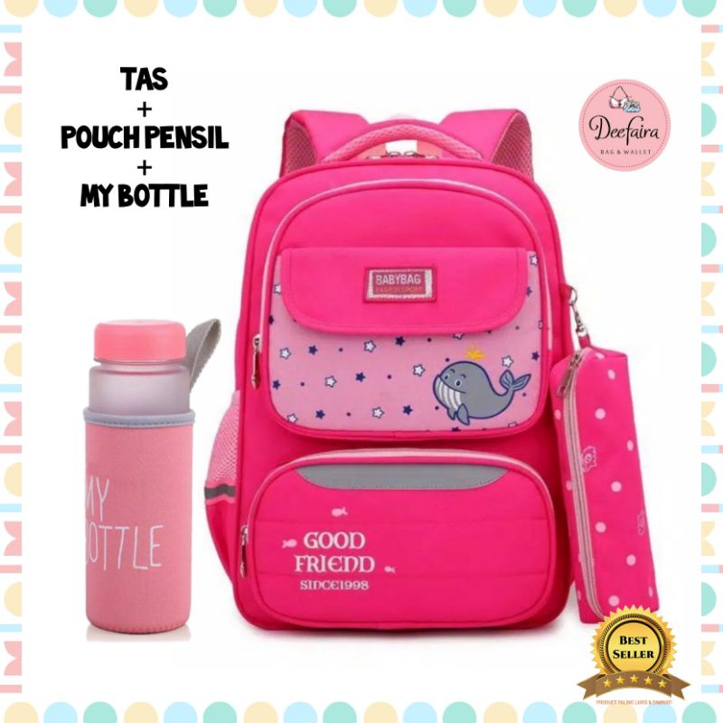 Tas Sekolah Anak Perempuan Ransel Wanita Backpack Set My Bottle