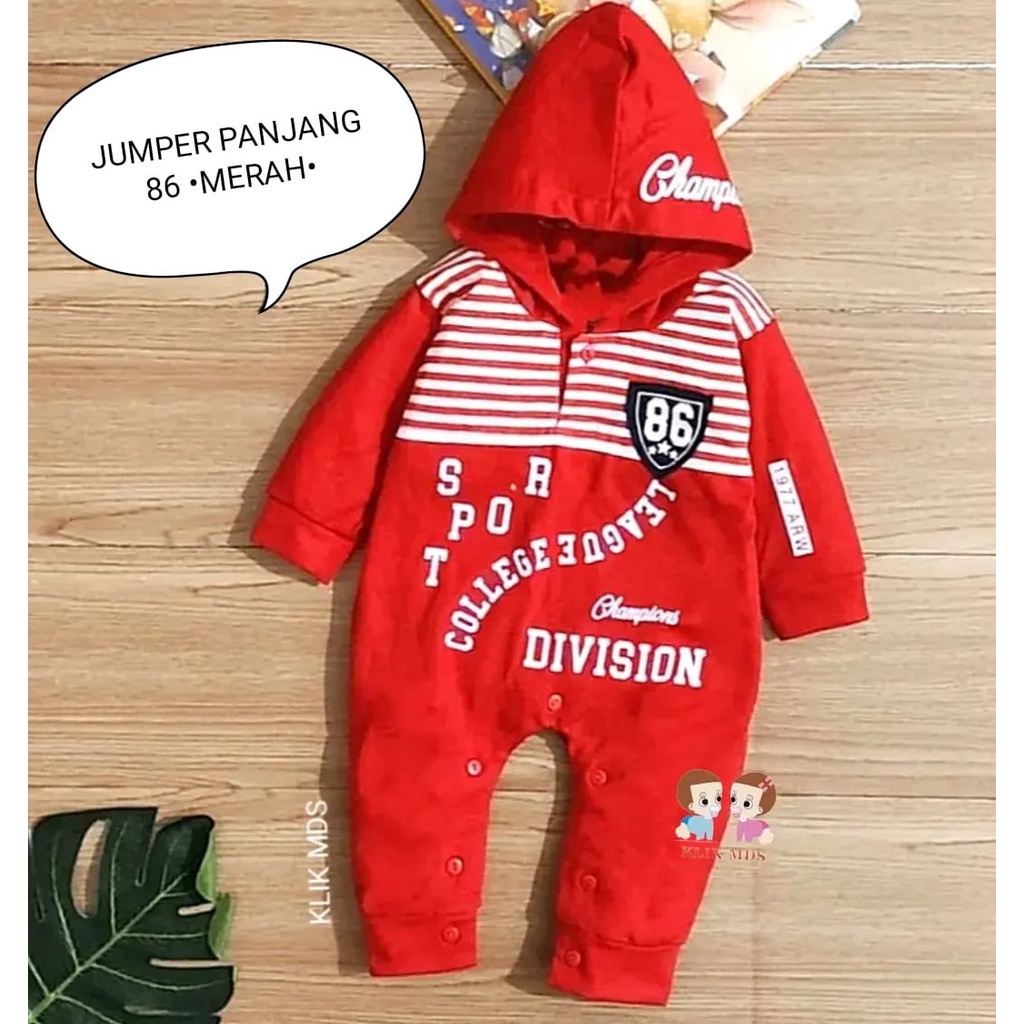 Klik Mds jumper Anak Bayi 0-6 Bulan Motif Sport Division 86 Free Topi / Jumper Anak Bayi laki-laki