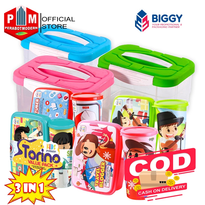 CONTAINER BOX MULTIFUNGSI COMBO LUNCH BOX SET TUMBLER BIGGY TORINO
