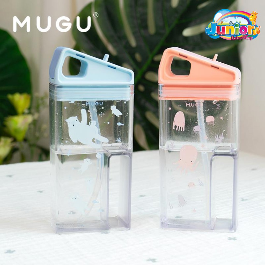 Mugu Square Straw Bottle With Handle 320ml