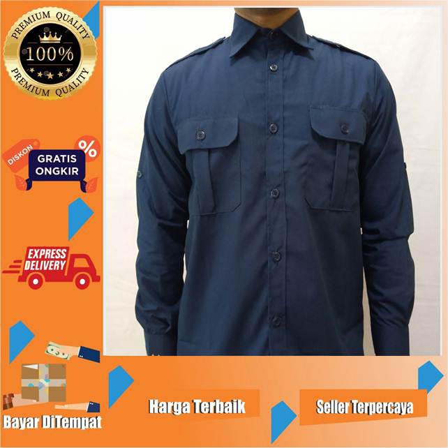 Seragam Polos Biru Dongker Navy Kmeja Sragam Kemeja Baju Hem Polos Biru Dongker Navy
