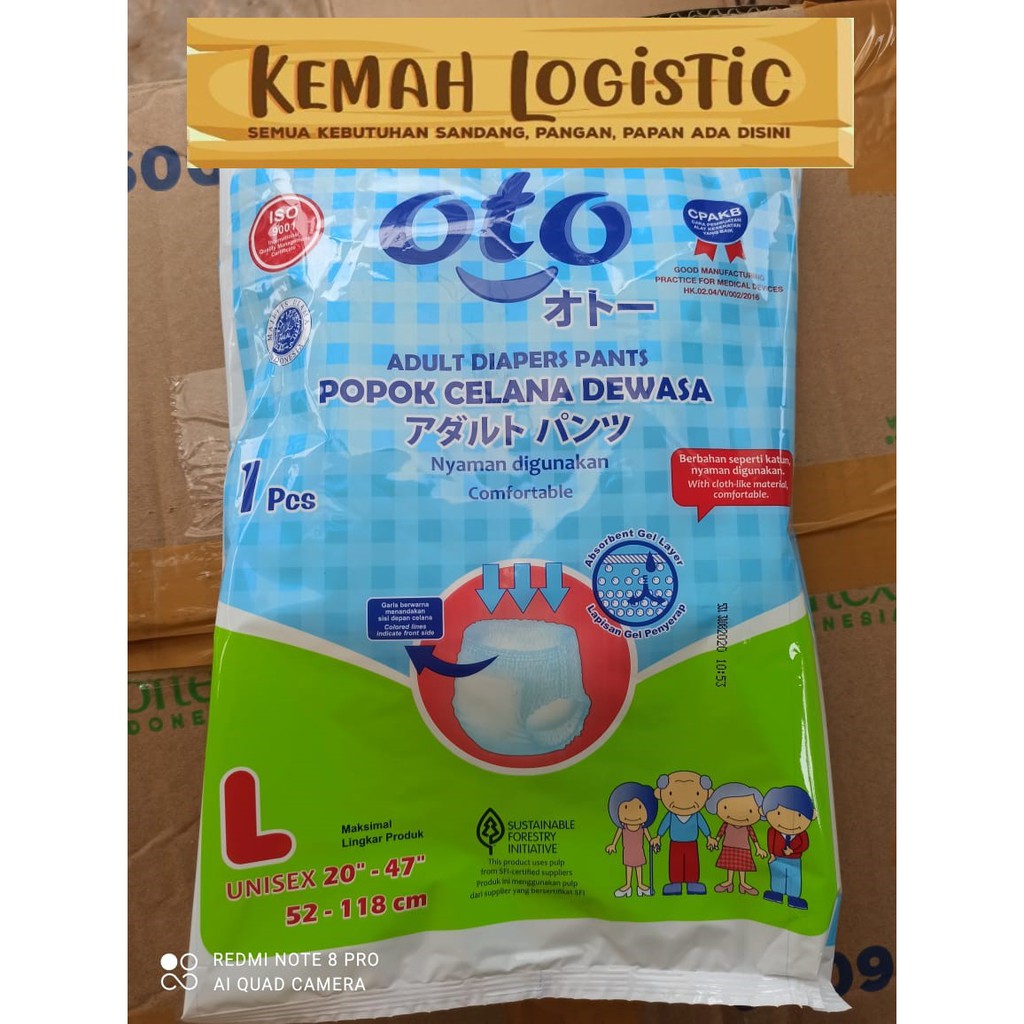 OTO PREMIUM POPOK DEWASA CELANA ADULT DIAPER PANTS SIZE L ISI 1 ukuran pinggang -52cm-118cm PROMO