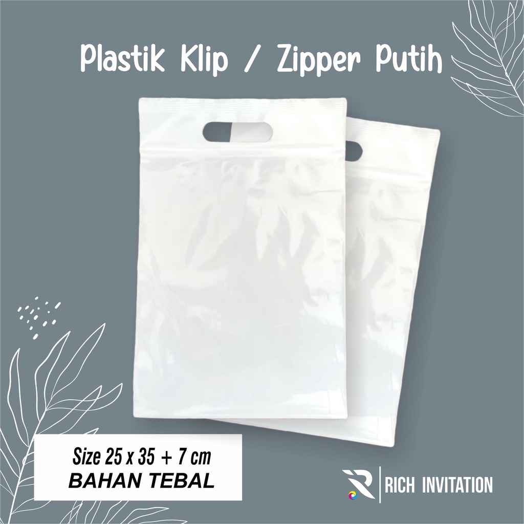 PLASTIK KLIP PLONG ZIPLOCK UKURAN 25x35+7 PUTIH SUSU ECER TEBAL